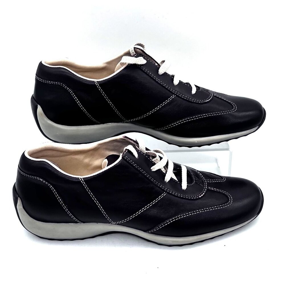 Anne Klein Satire Chocolate Leather Lace-Up Sneakers Shoes Womens Size 8.5M New - Picture 8 of 13